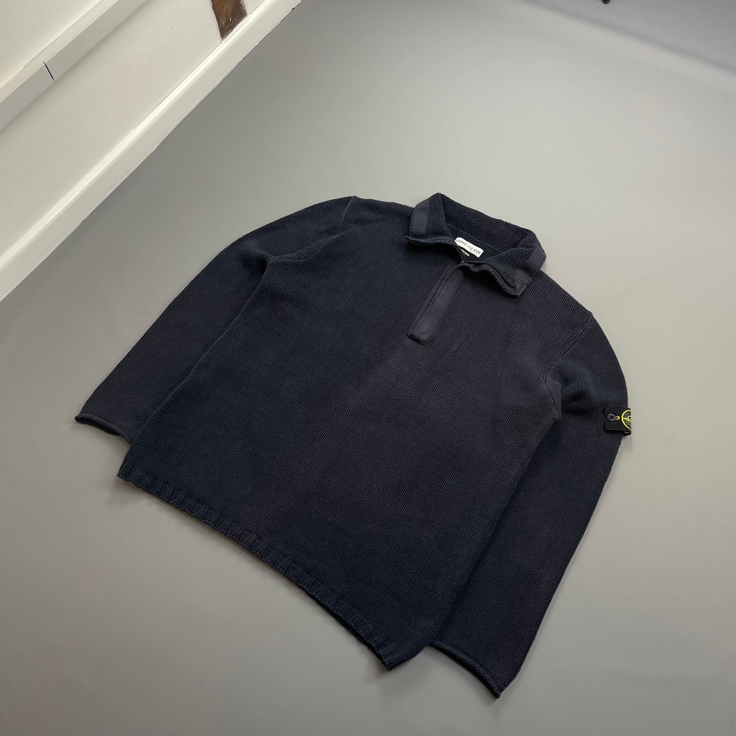 Stone Island Navy SS02 Heavyweight Half-Zip Knit Jumper