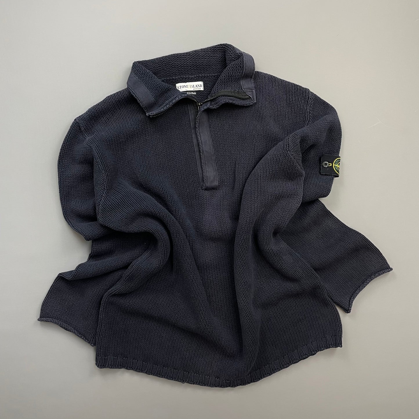 Stone Island Navy SS02 Heavyweight Half-Zip Knit Jumper