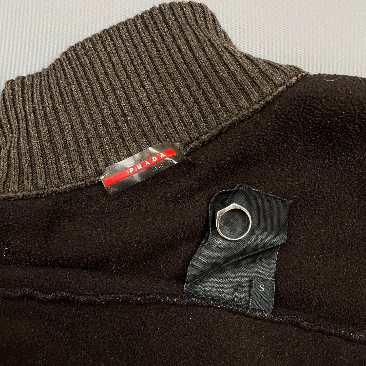 Prada Sport Brown 00s Nylon Elbow Dual-Zip Lightweight Fleece Jumper