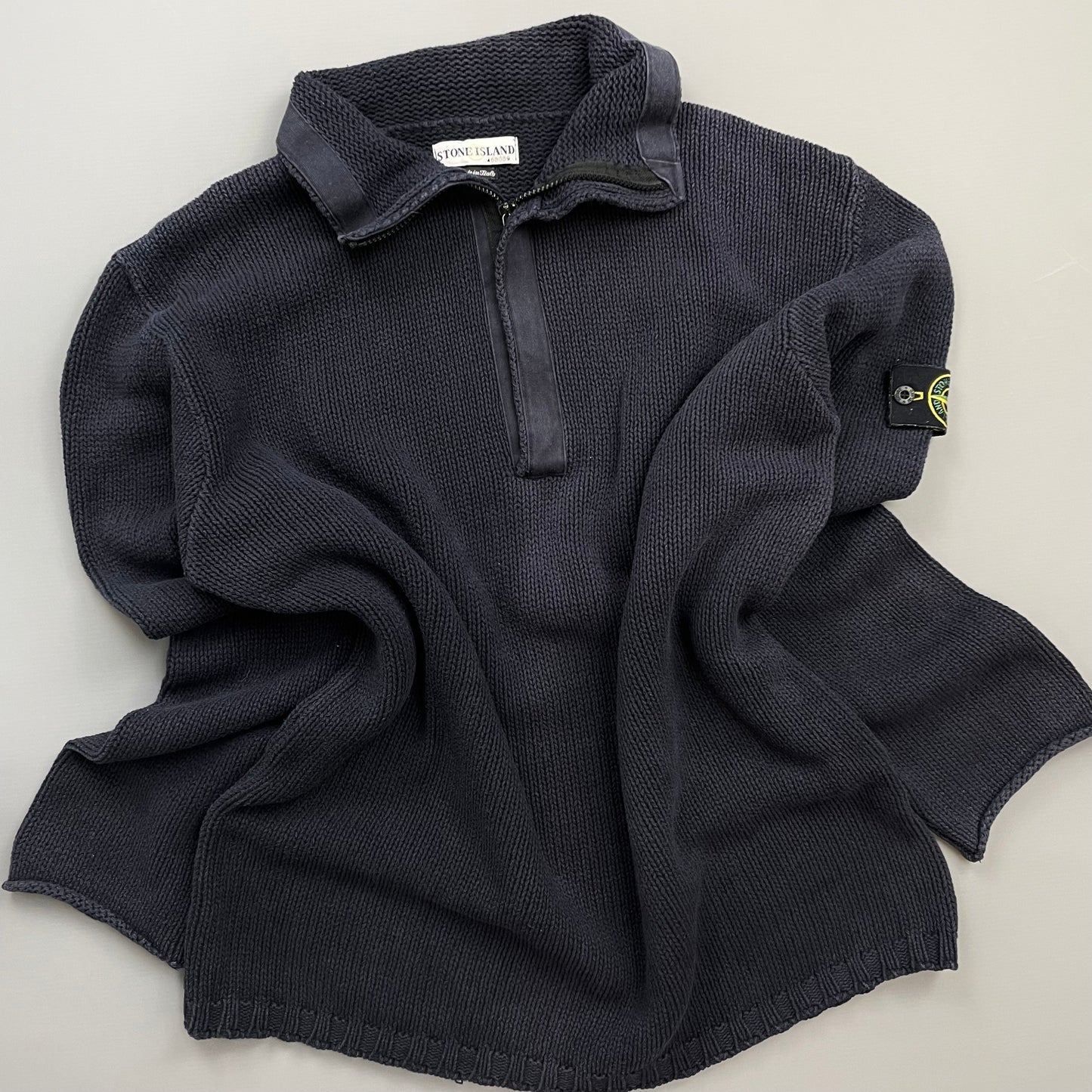 Stone Island Navy SS02 Heavyweight Half-Zip Knit Jumper