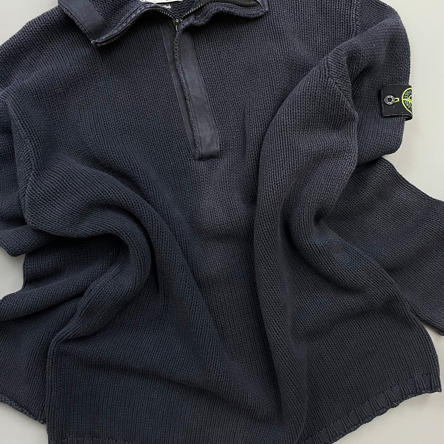Stone Island Navy SS02 Heavyweight Half-Zip Knit Jumper