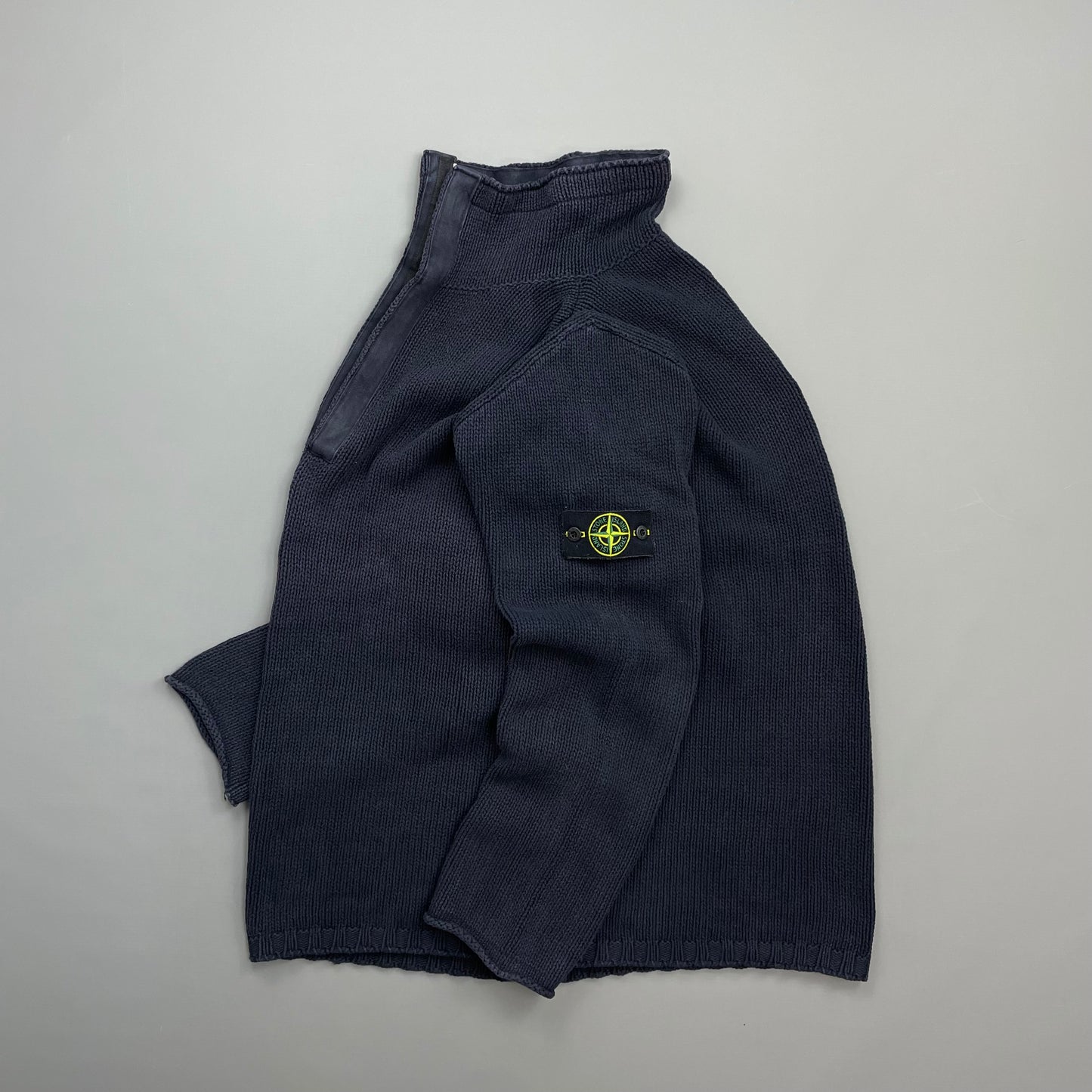 Stone Island Navy SS02 Heavyweight Half-Zip Knit Jumper