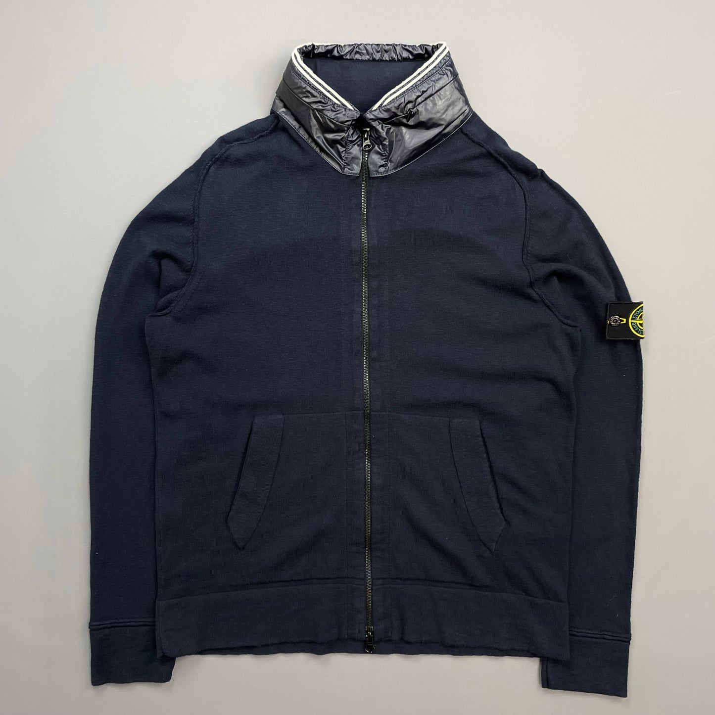 Stone Island Navy SS14 Concealed Hood Lightweight Zip-Through Cardigan Jacket