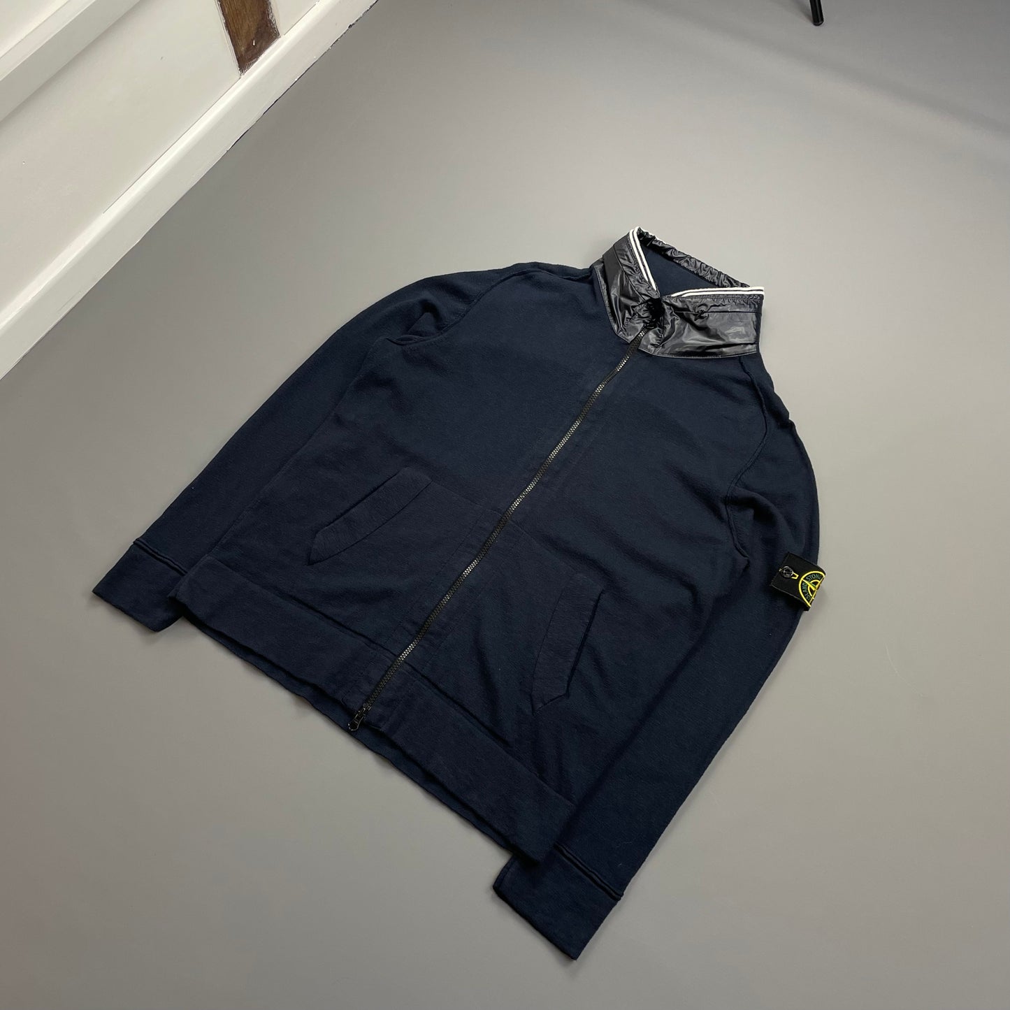 Stone Island Navy SS14 Concealed Hood Lightweight Zip-Through Cardigan Jacket