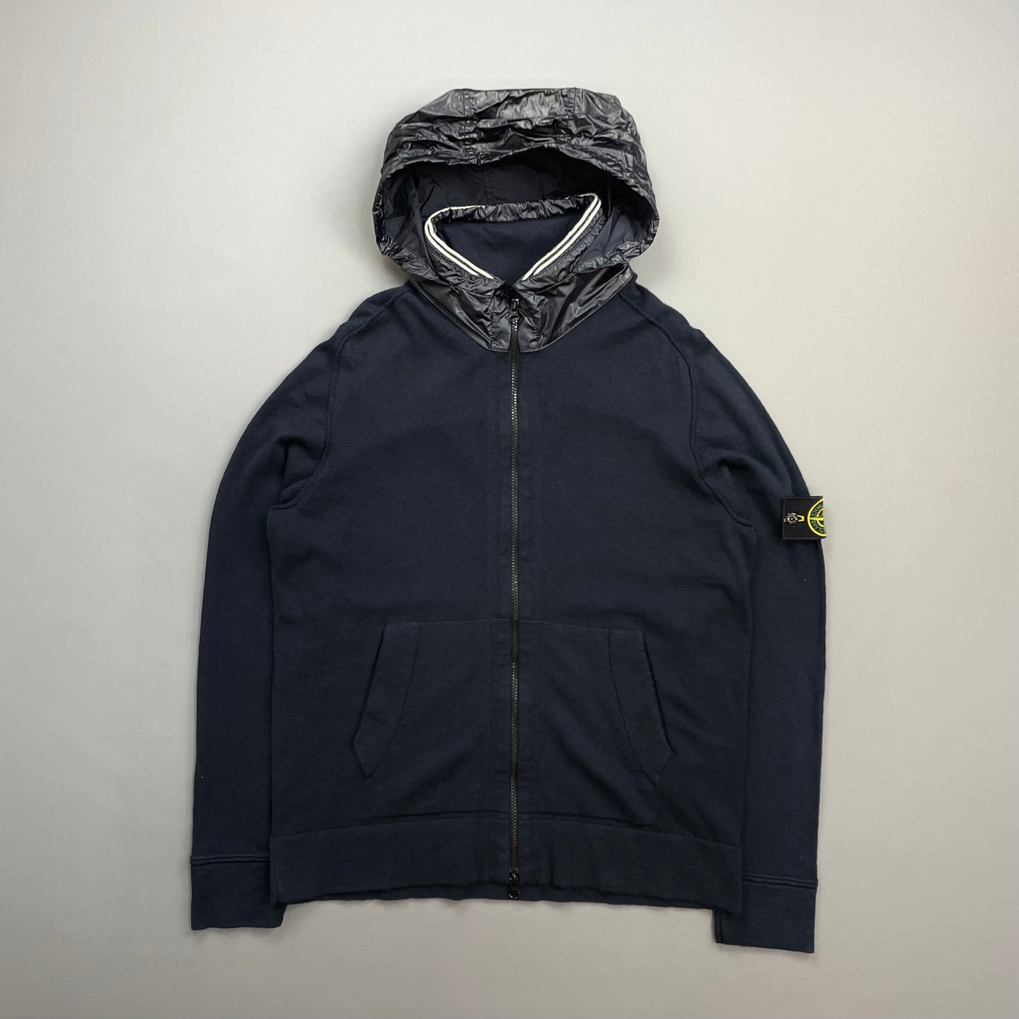 Stone Island Navy SS14 Concealed Hood Lightweight Zip-Through Cardigan Jacket