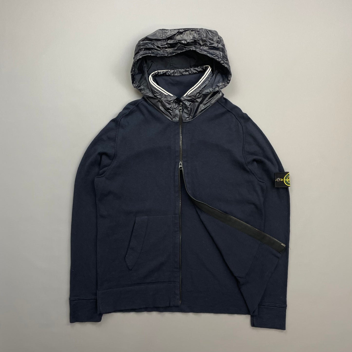 Stone Island Navy SS14 Concealed Hood Lightweight Zip-Through Cardigan Jacket