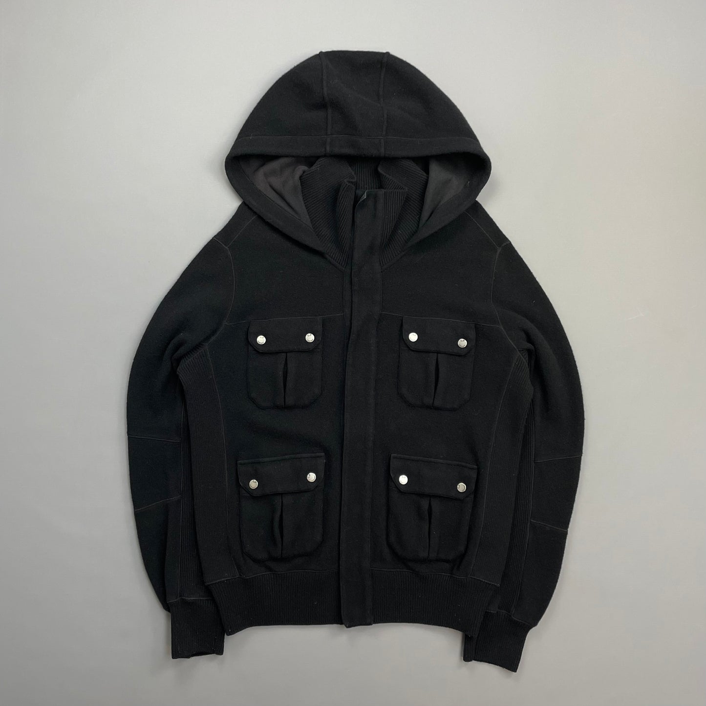 C.P. Company Black AW08 Wool Blend Multi-Pocket Hooded Jacket