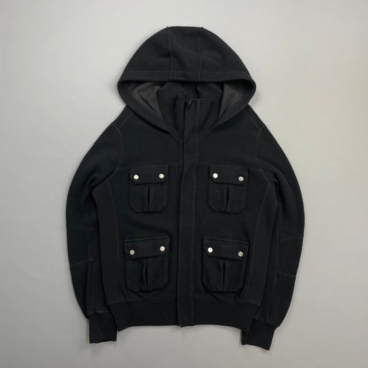 C.P. Company Black AW08 Wool Blend Multi-Pocket Hooded Jacket
