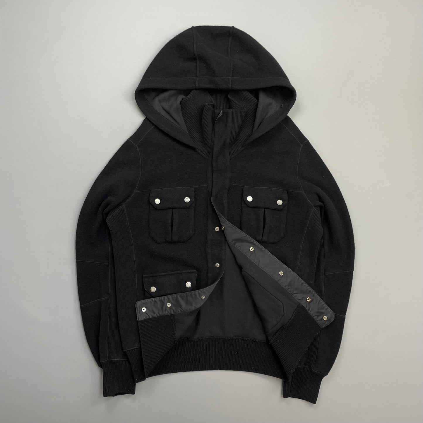 C.P. Company Black AW08 Wool Blend Multi-Pocket Hooded Jacket