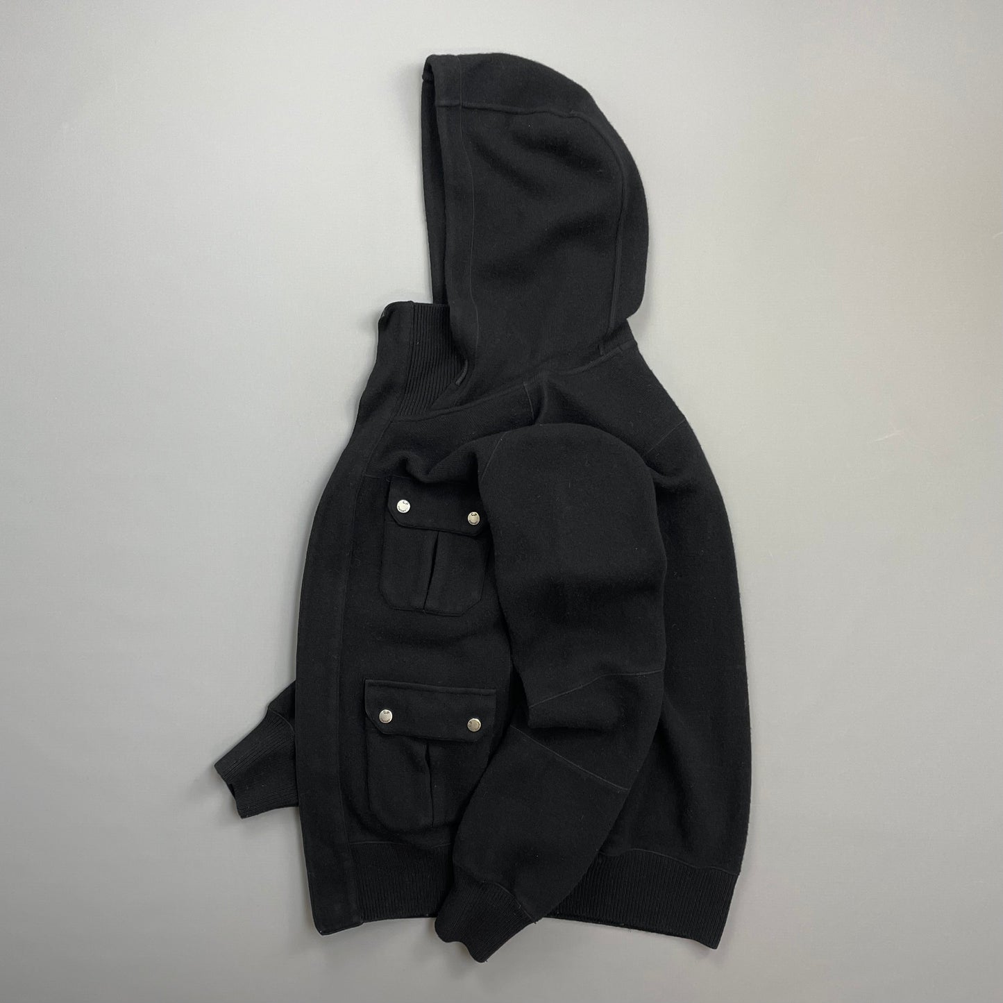 C.P. Company Black AW08 Wool Blend Multi-Pocket Hooded Jacket