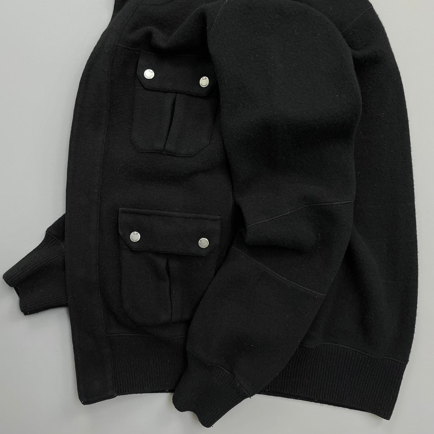C.P. Company Black AW08 Wool Blend Multi-Pocket Hooded Jacket