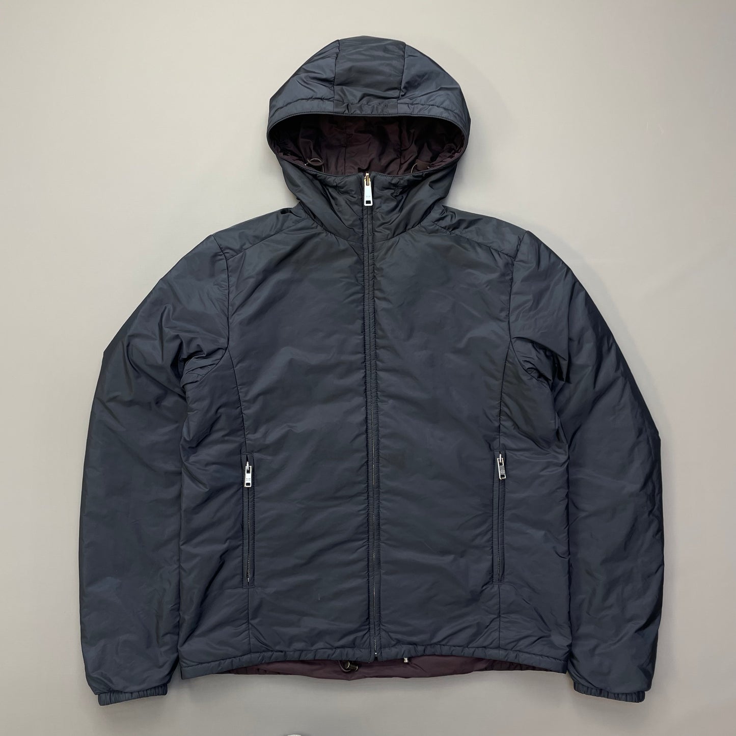 Prada Sport 2014 Burgundy/Navy Nylon Reversible Padded Hooded Jacket