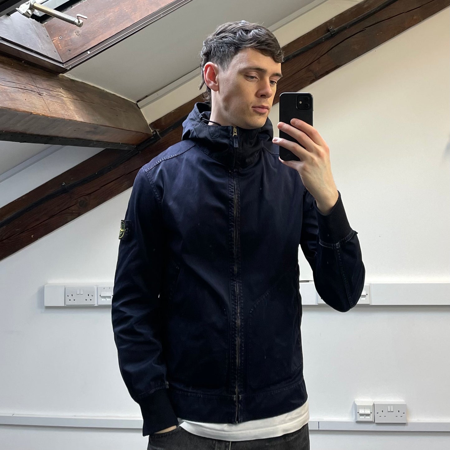 Stone Island Navy SS16 David Jersey-TC Hooded Jacket