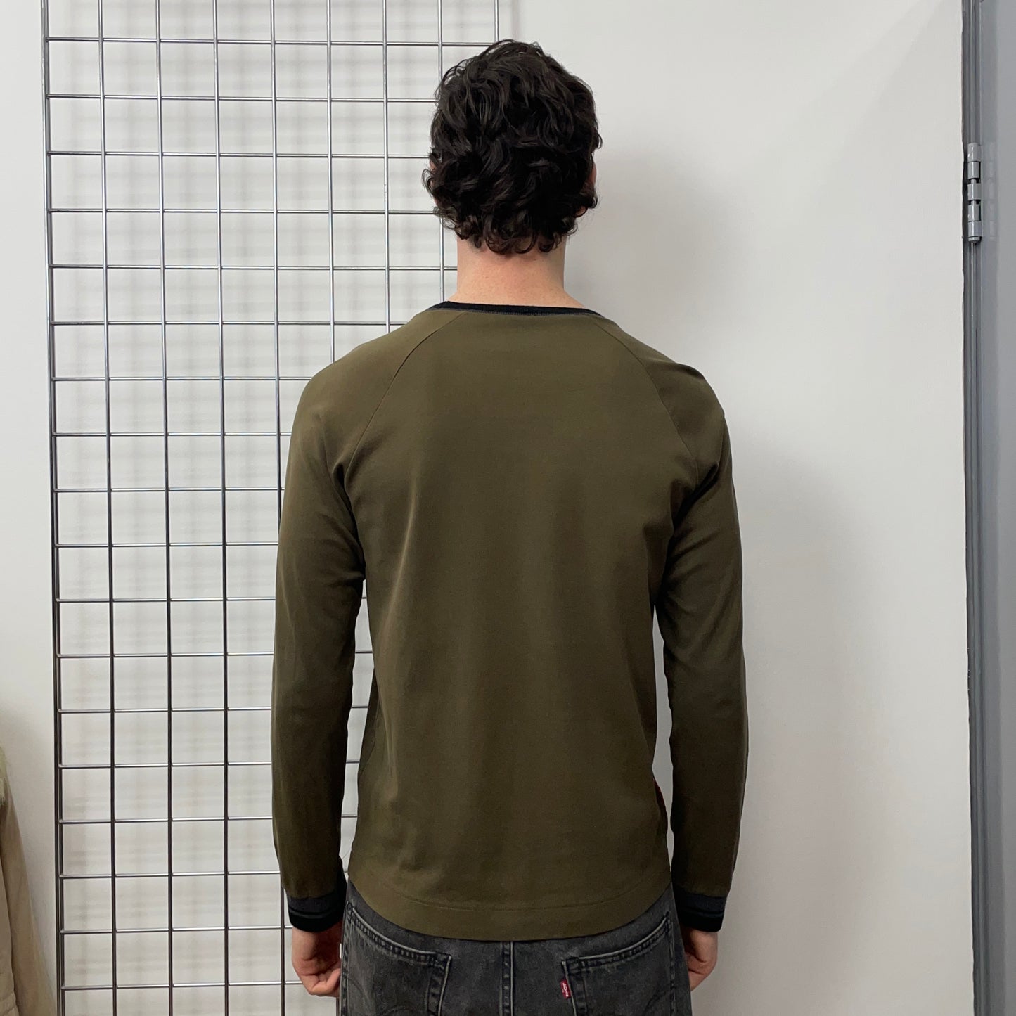 Prada Sport Khaki Green 00s Wool Trim Longsleeve T-Shirt