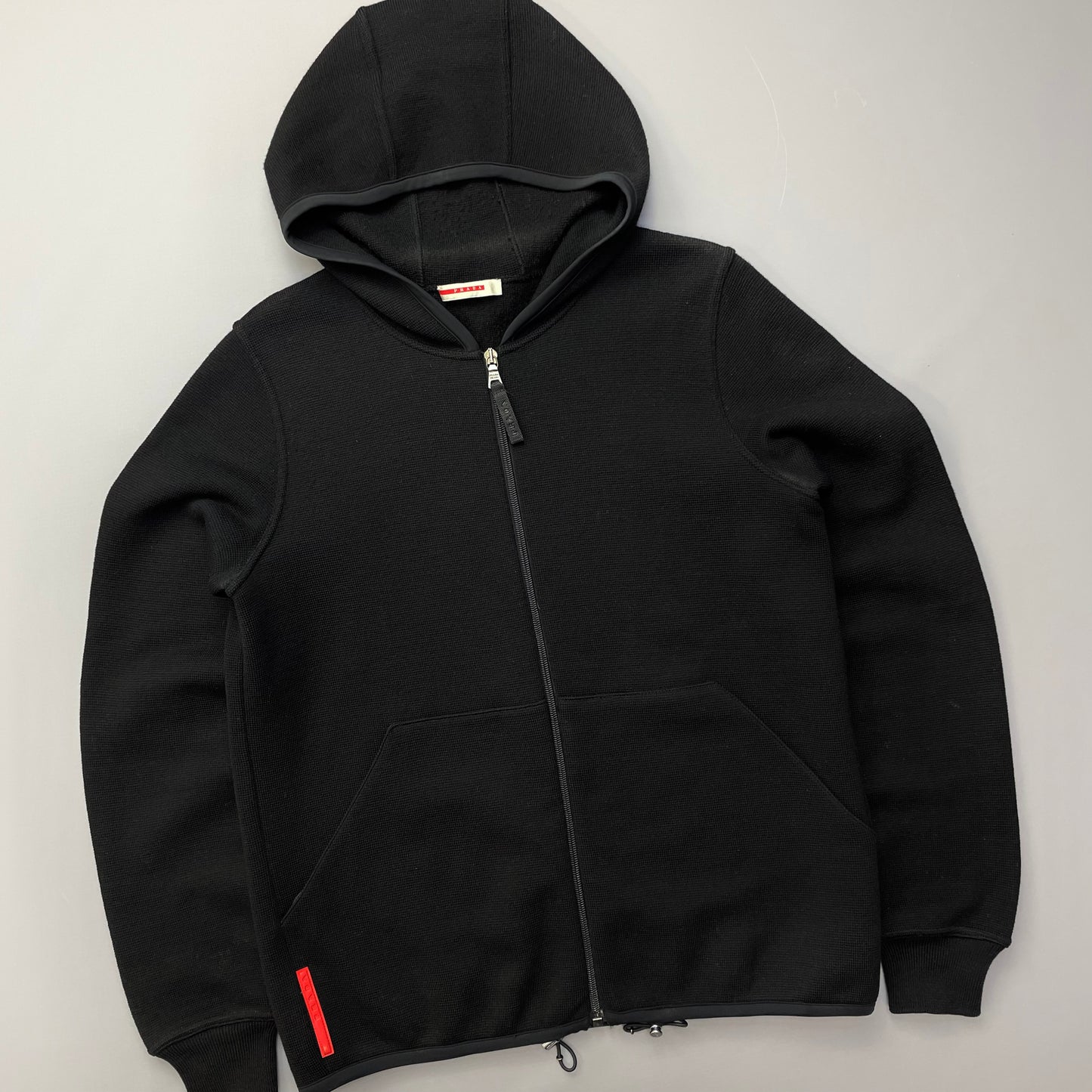 Prada Sport Black Wool Knit 2008 Hoodie Jacket