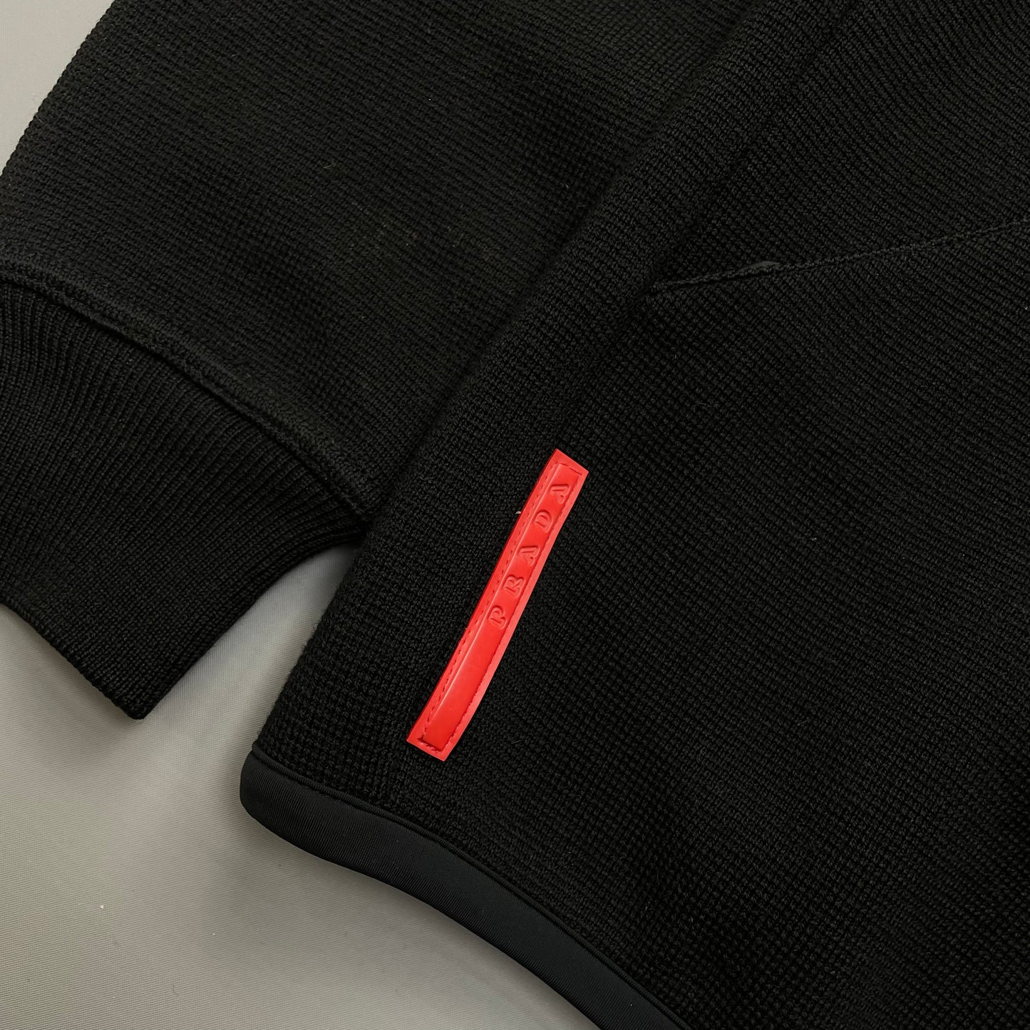 Prada Sport Black Wool Knit 2008 Hoodie Jacket