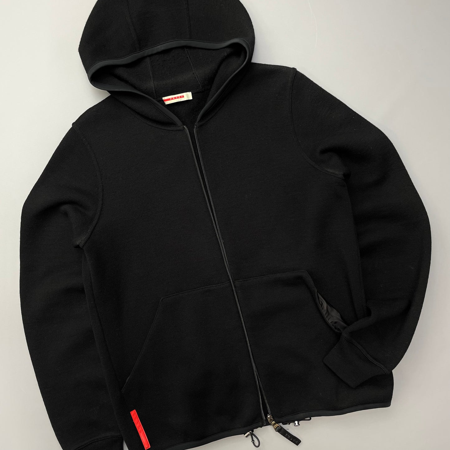 Prada Sport Black Wool Knit 2008 Hoodie Jacket