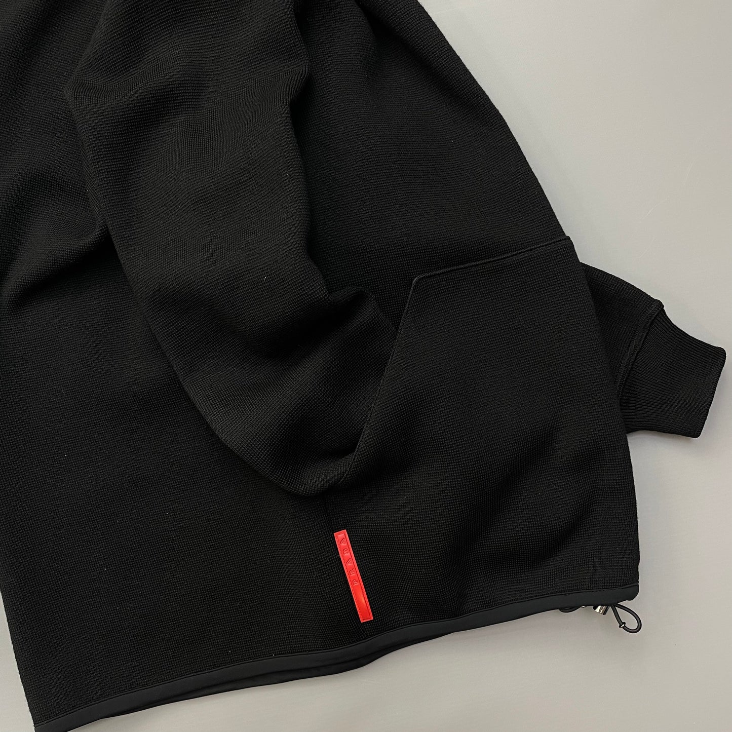 Prada Sport Black Wool Knit 2008 Hoodie Jacket