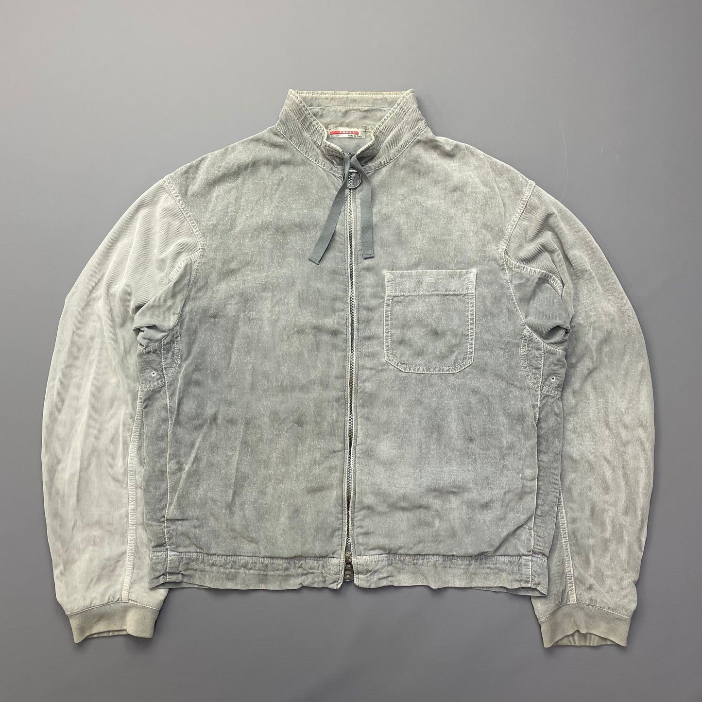 Prada Sport Grey Corduroy Lightweight Zip-Through Jacket