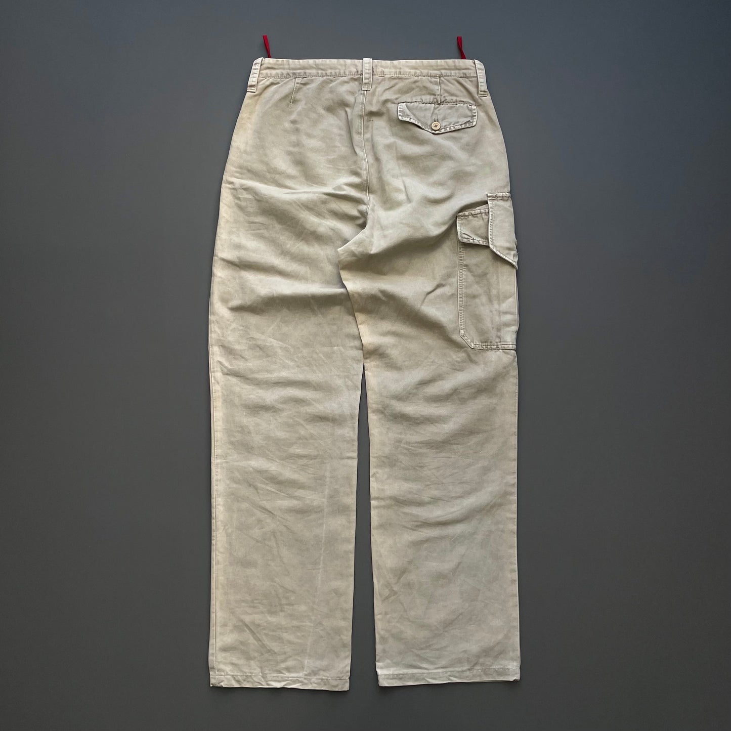 Prada Sport Beige 00s Cotton Linen Asymmetrical Cargo Trousers