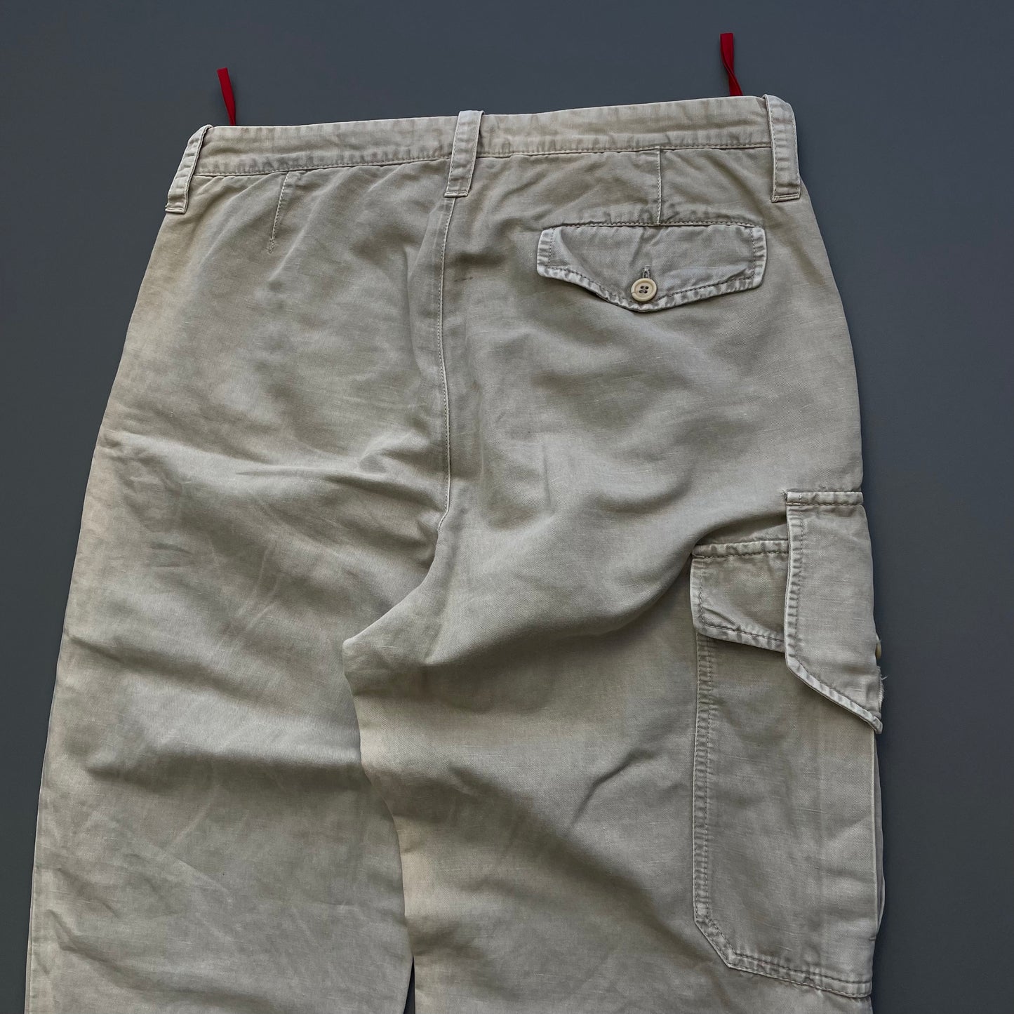 Prada Sport Beige 00s Cotton Linen Asymmetrical Cargo Trousers