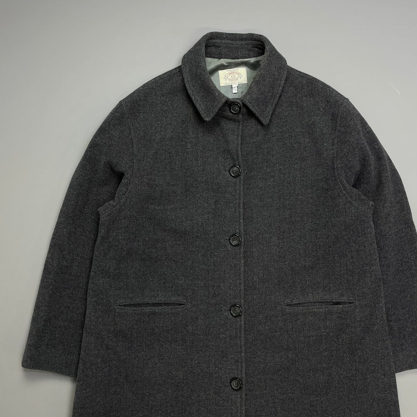 Armani Jeans Grey 90s Wool Overcoat