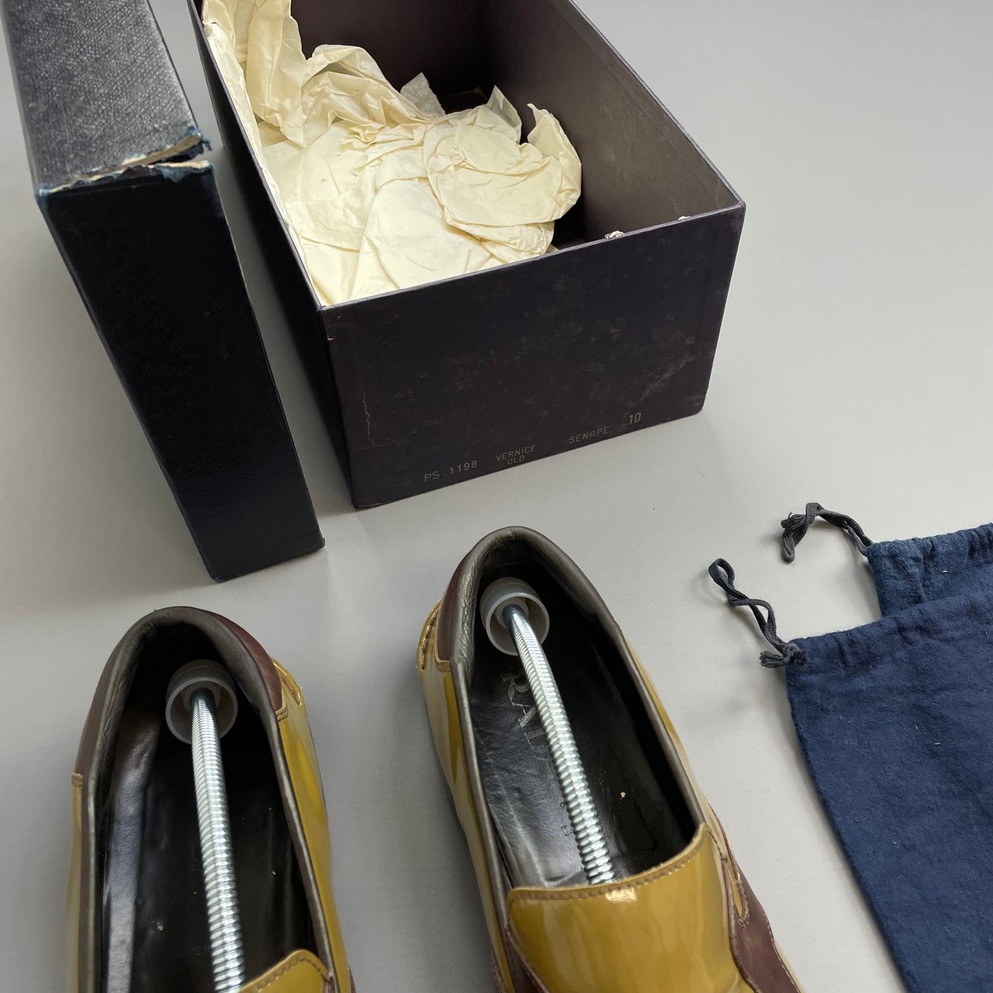Prada Mainline Brown SS00 Patent Leather Loafer Shoes