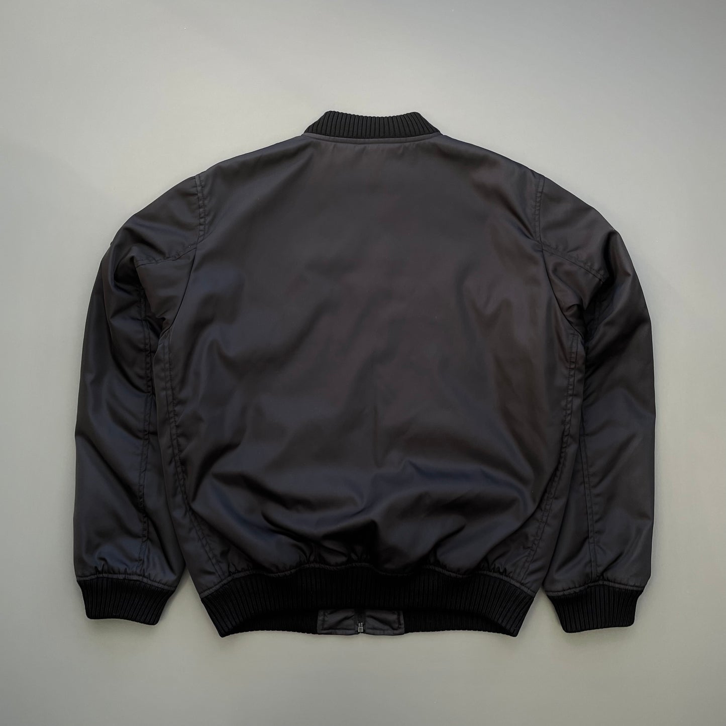Prada Mainline Black 2016 Nylon Padded Plaque Bomber Jacket