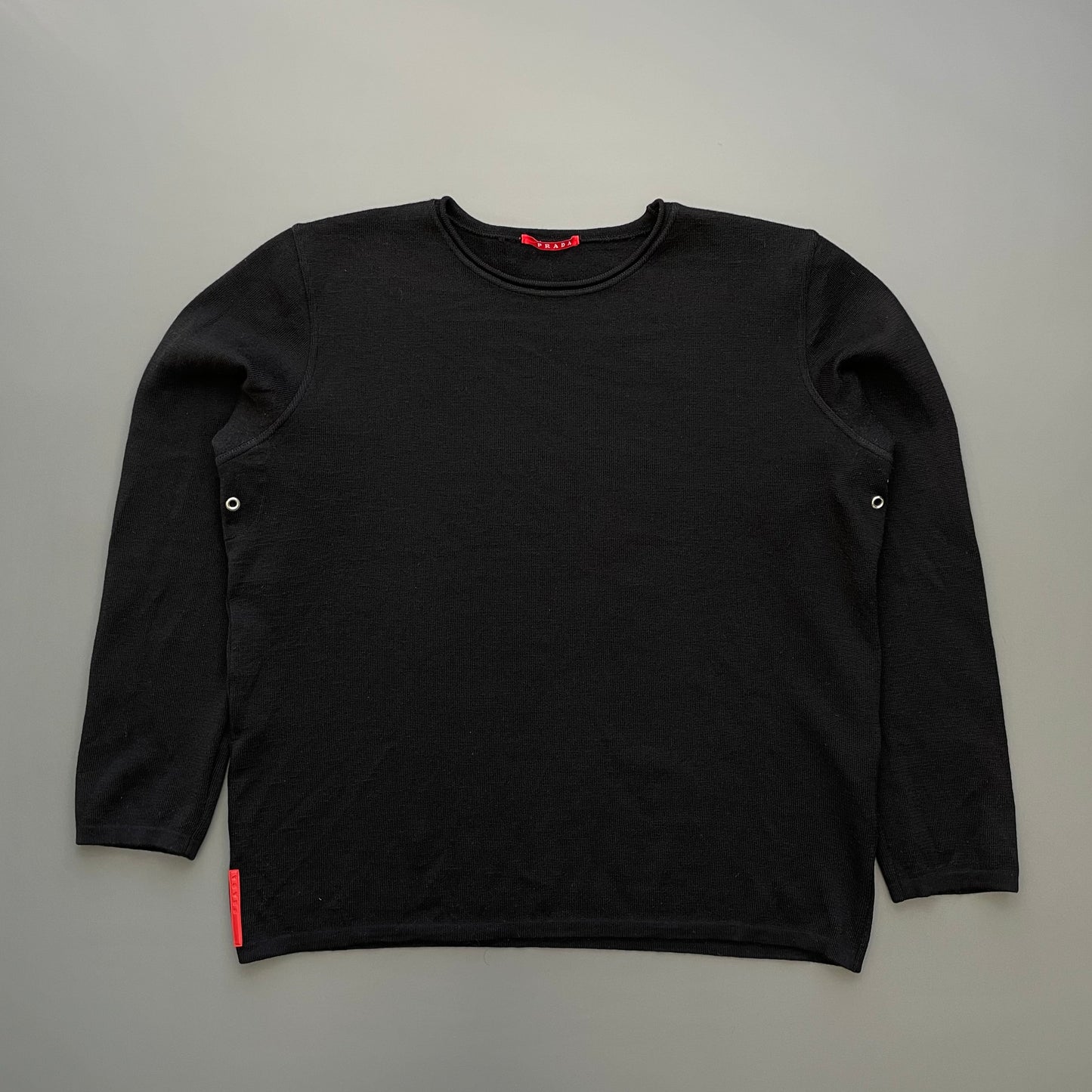 Prada Sport Black 2008 Technical Wool Knit Crewneck Jumper