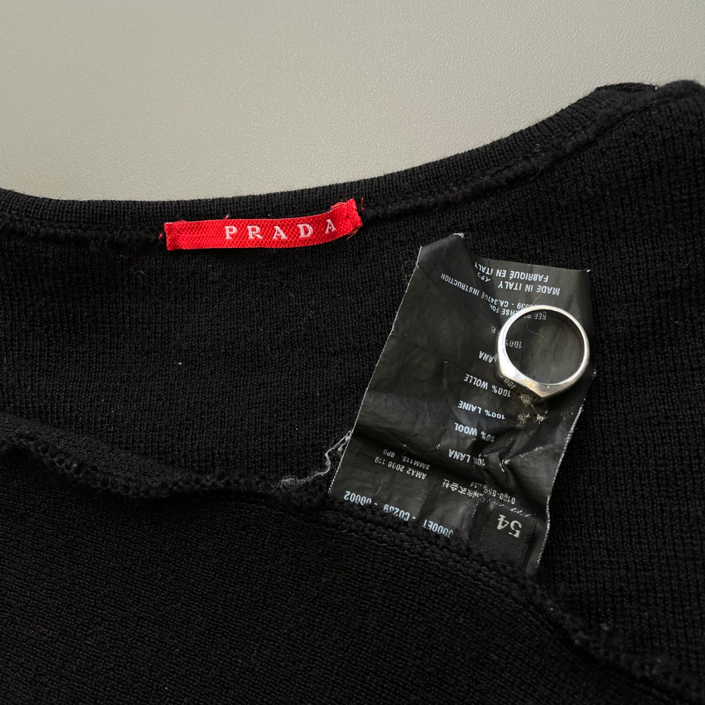 Prada Sport Black 2008 Technical Wool Knit Crewneck Jumper
