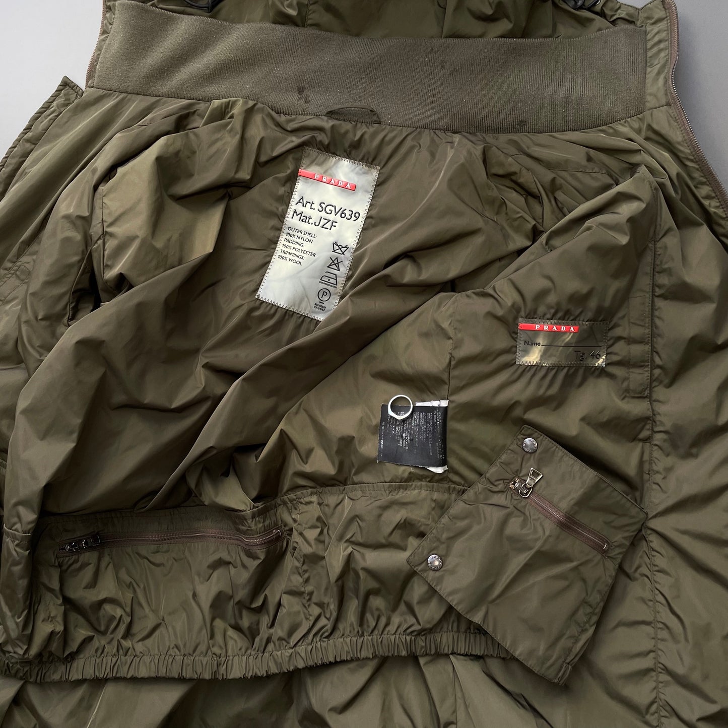 Prada Sport Khaki Green 00s Nylon Padded Hooded Parka Ski Jacket