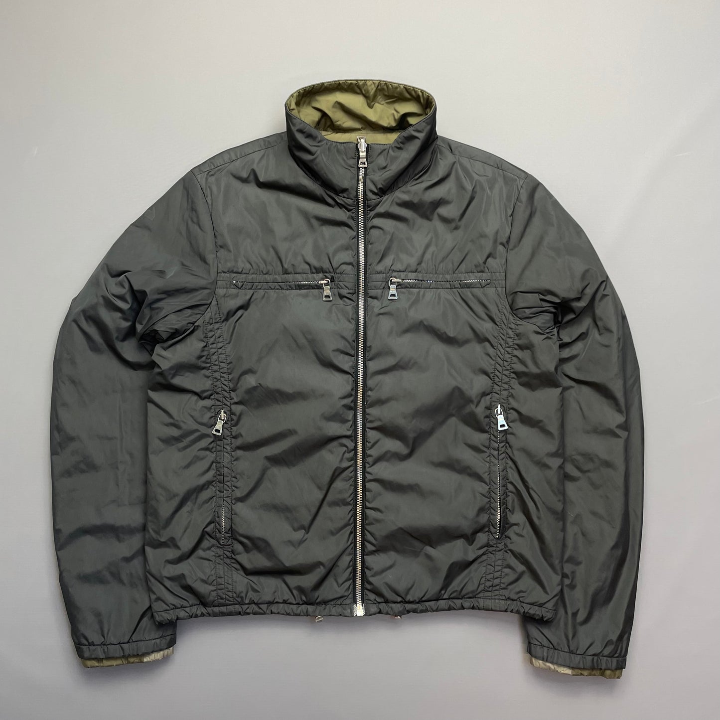 Prada Sport Green/Grey Reversible Padded Nylon Jacket