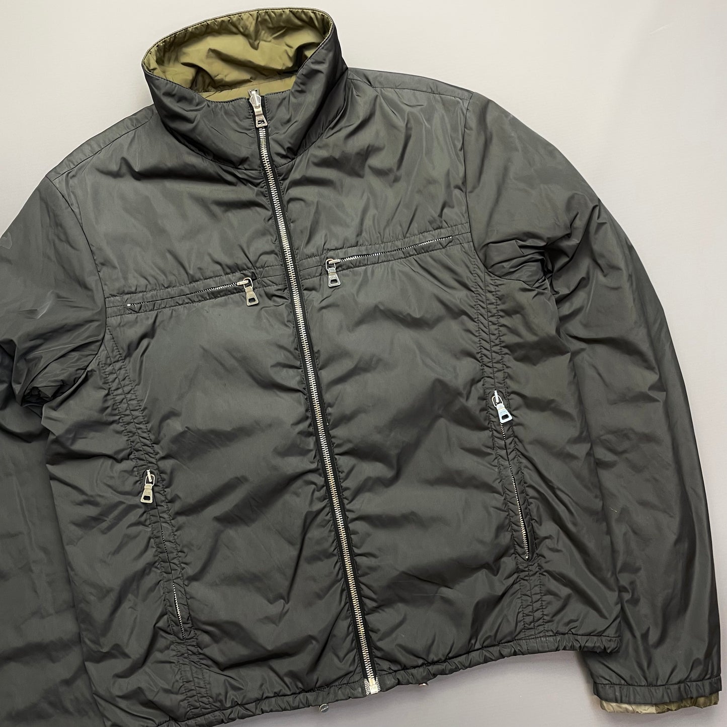 Prada Sport Green/Grey Reversible Padded Nylon Jacket