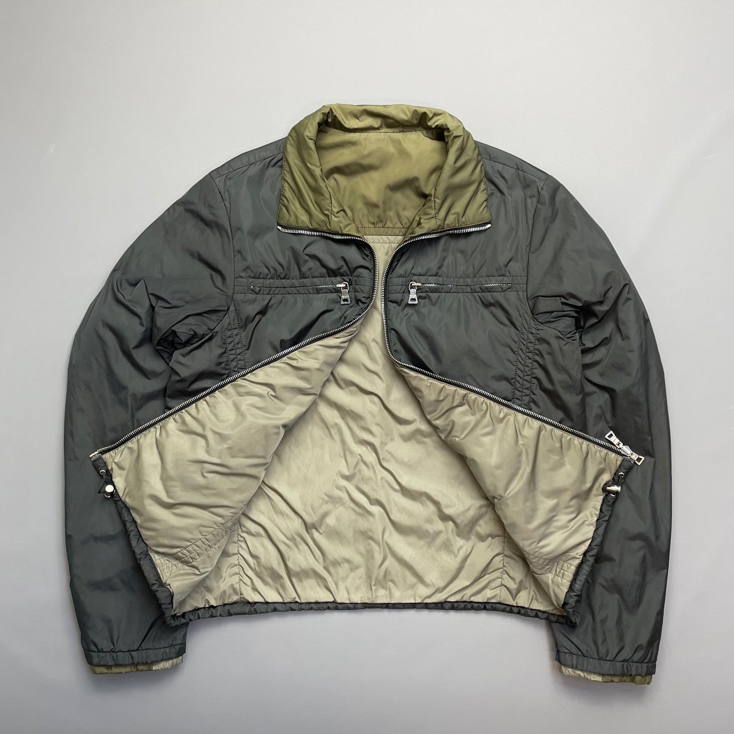 Prada Sport Green/Grey Reversible Padded Nylon Jacket