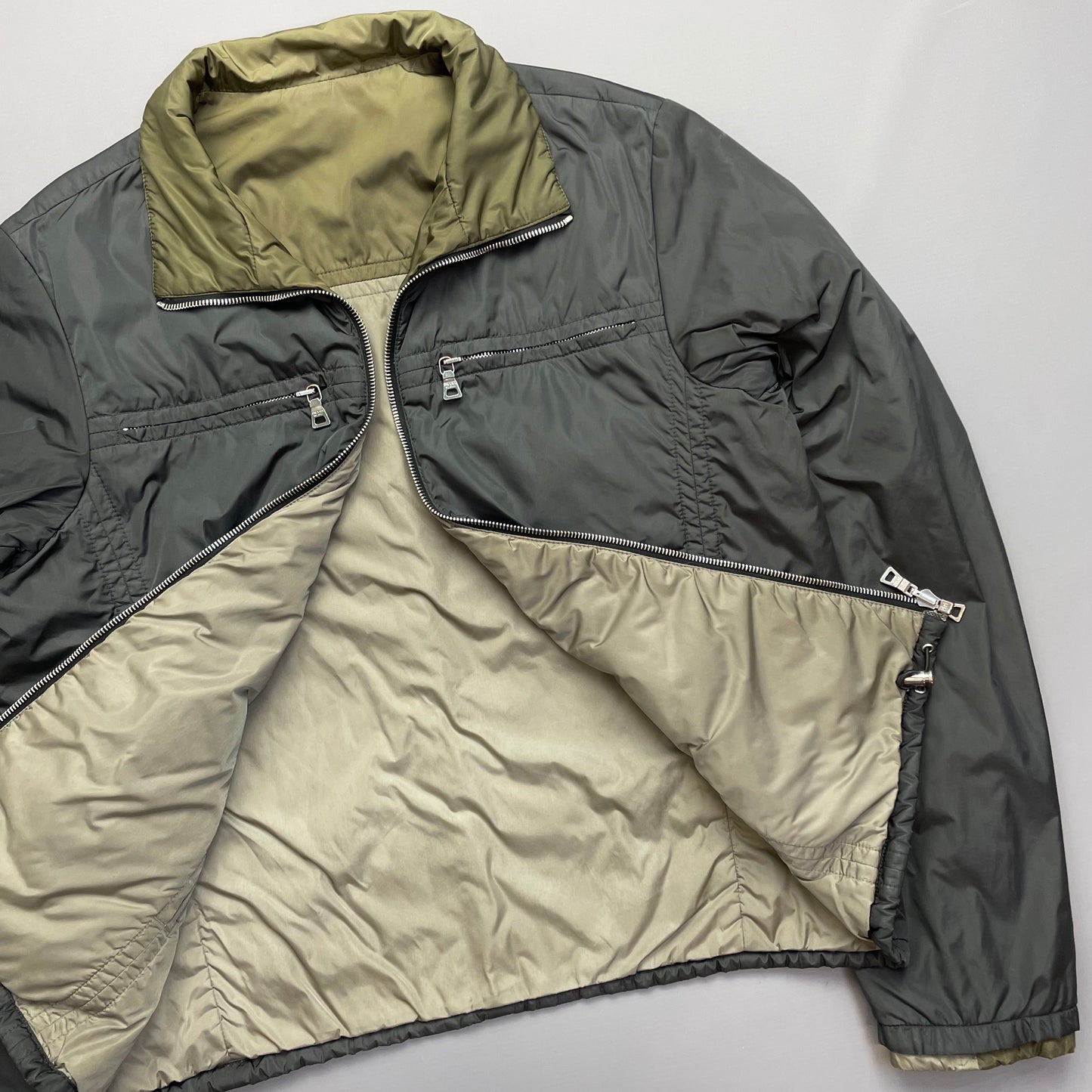 Prada Sport Green/Grey Reversible Padded Nylon Jacket