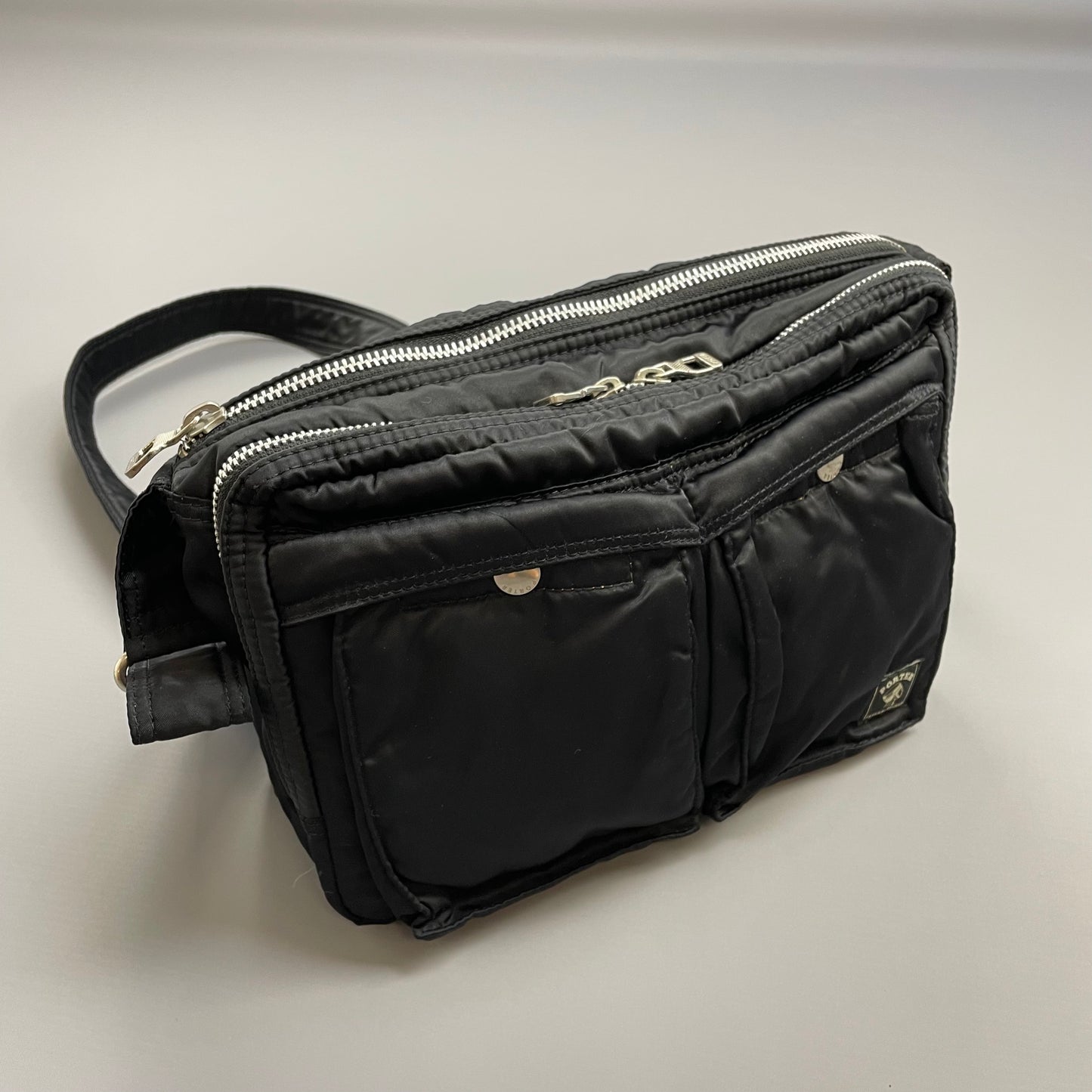 Porter International Black Nylon Crossbody Shoulder Bag