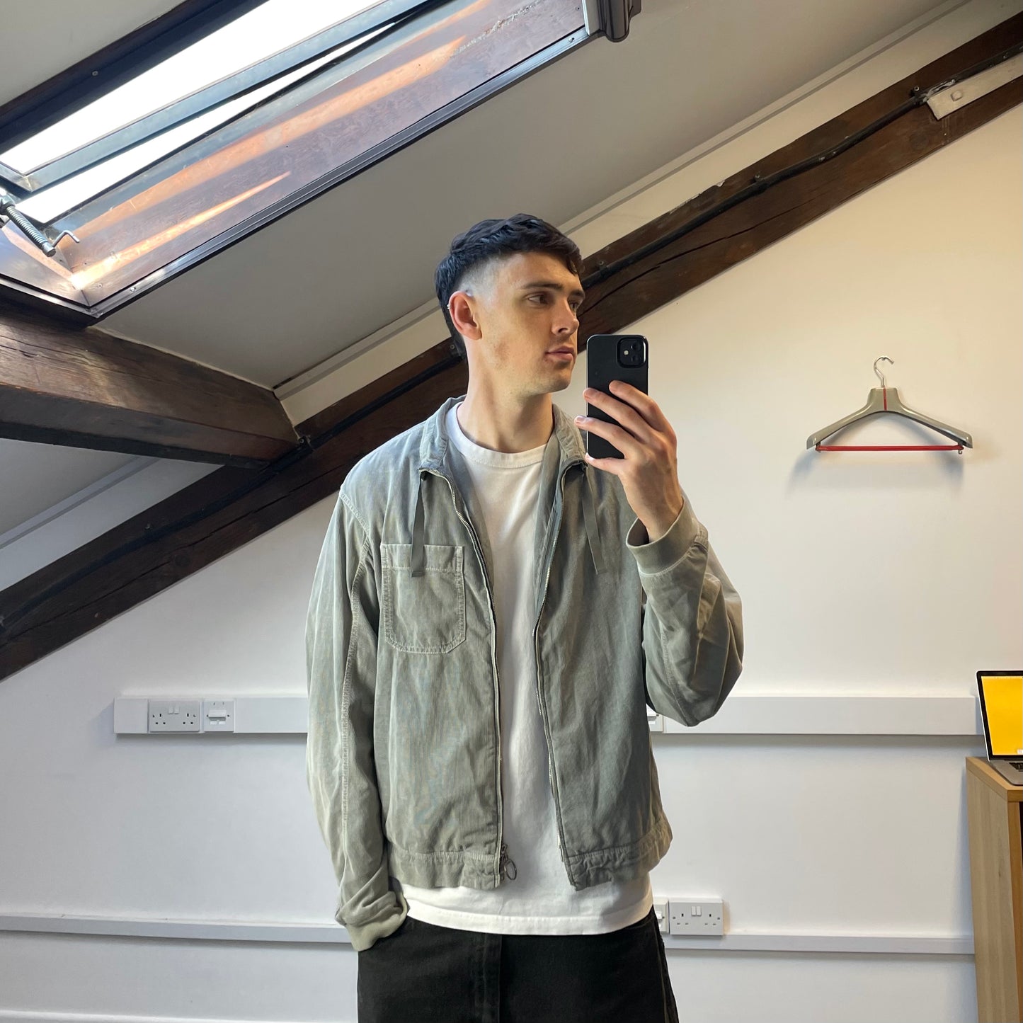 Prada Sport Grey Corduroy Lightweight Zip-Through Jacket
