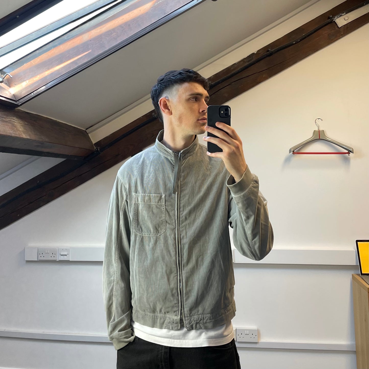 Prada Sport Grey Corduroy Lightweight Zip-Through Jacket