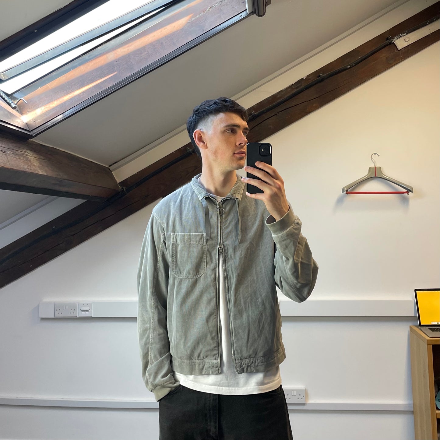 Prada Sport Grey Corduroy Lightweight Zip-Through Jacket
