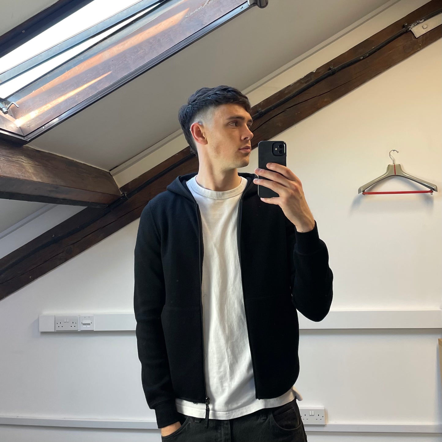 Prada Sport Black Wool Knit 2008 Hoodie Jacket