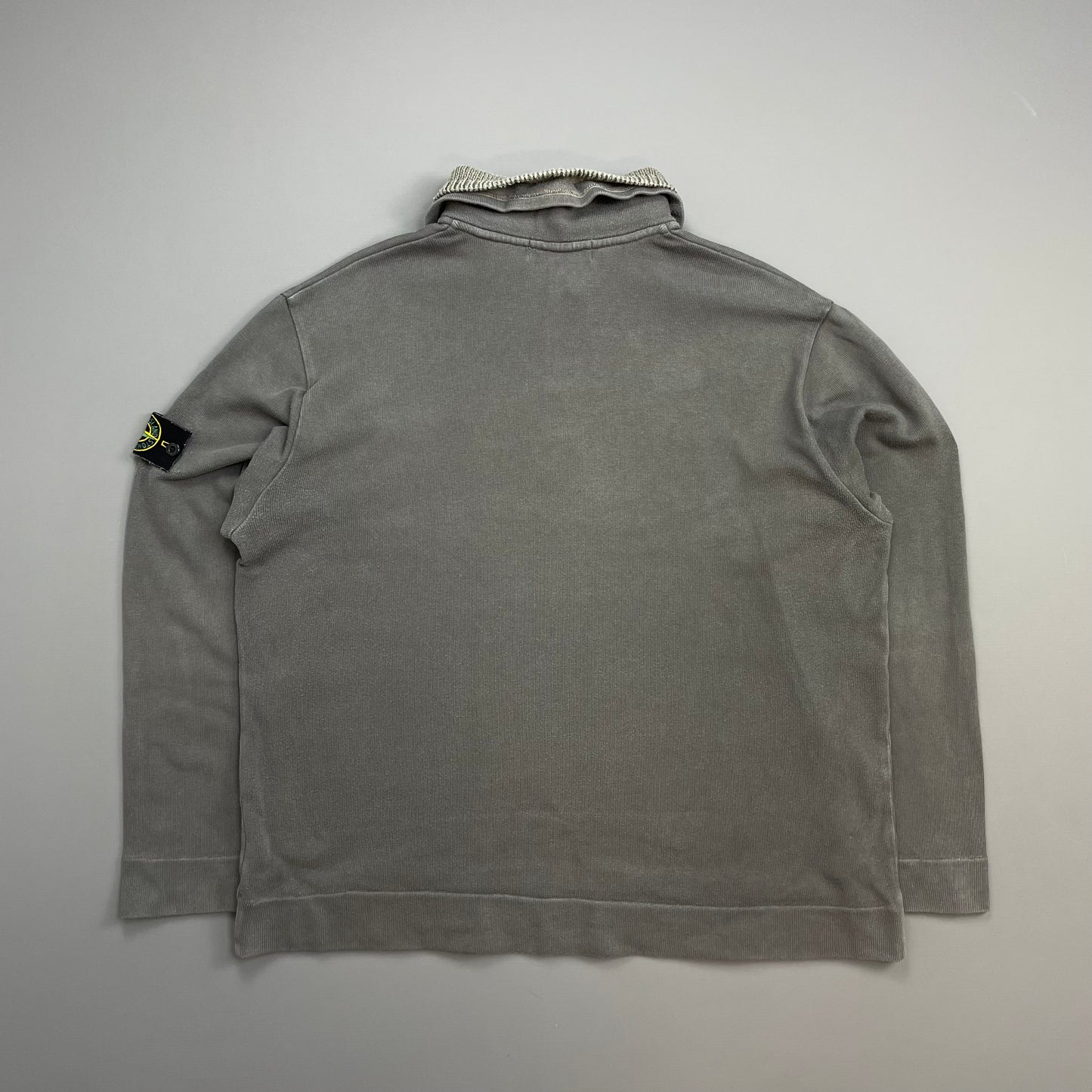 Stone Island Grey AW00 Dual Knit Collar Button-Up Jumper