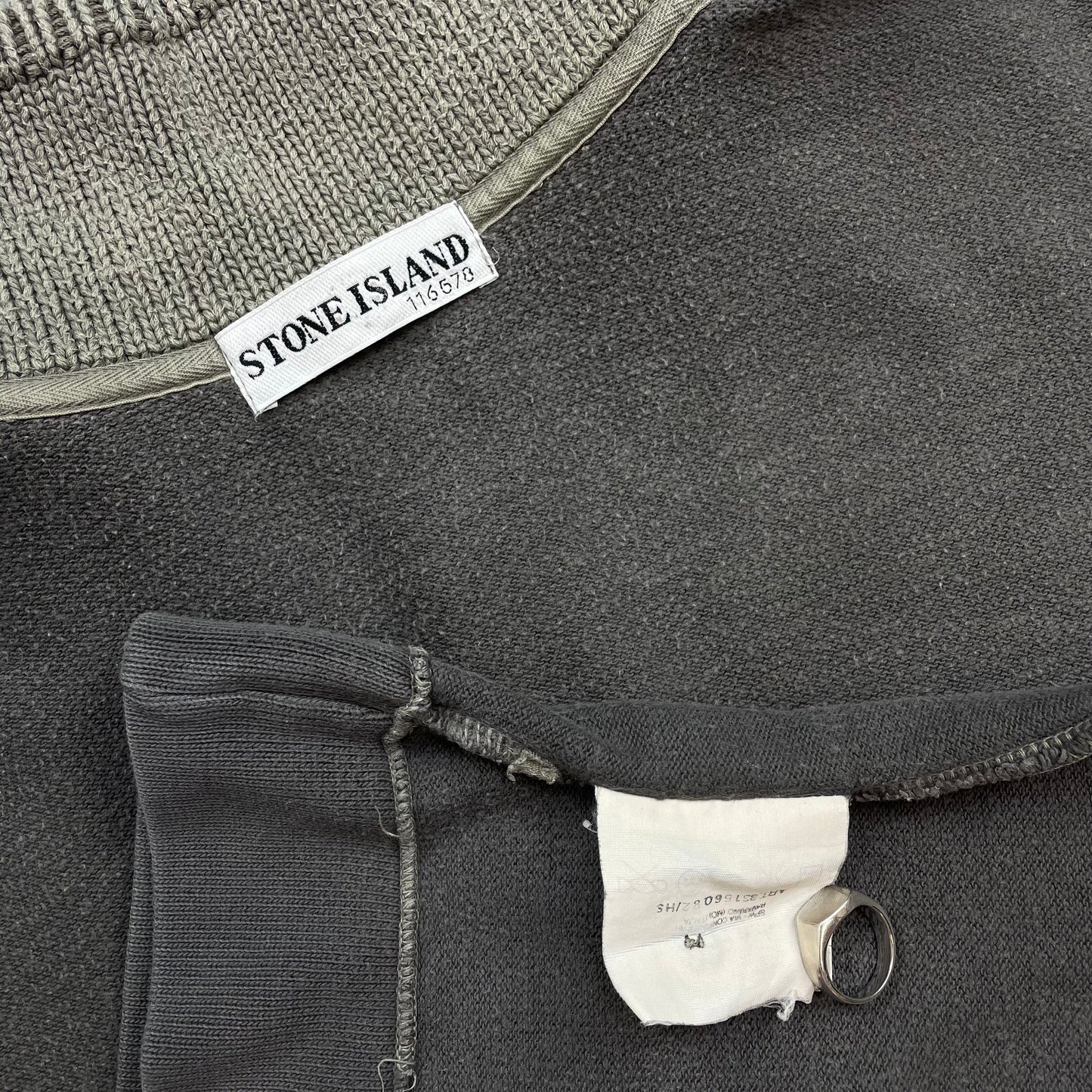 Stone Island Grey AW00 Dual Knit Collar Button-Up Jumper