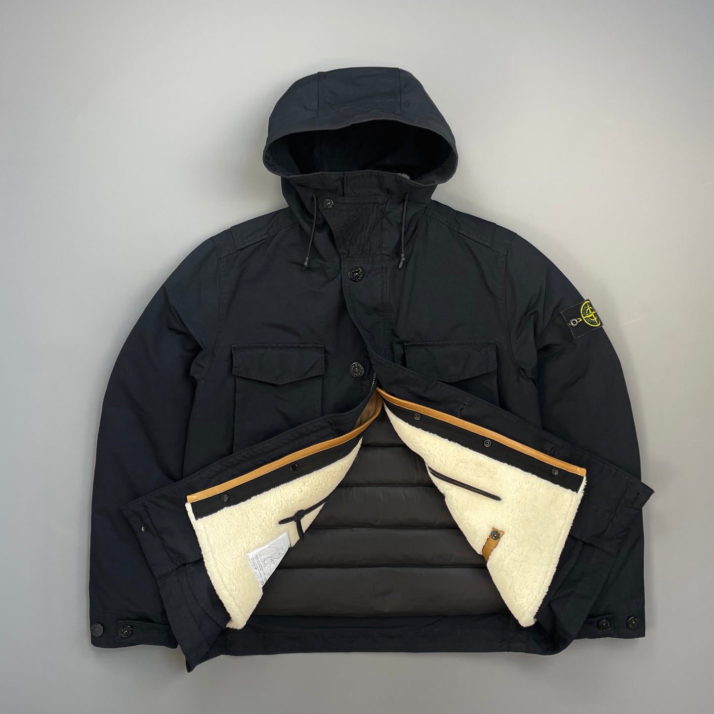 Stone Island Navy AW19 Sheepskin Liner David-TC Down Parka Jacket