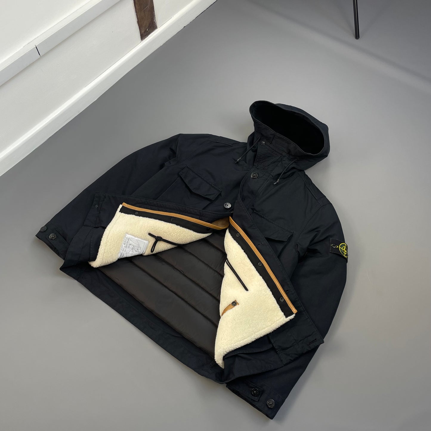 Stone Island Navy AW19 Sheepskin Liner David-TC Down Parka Jacket