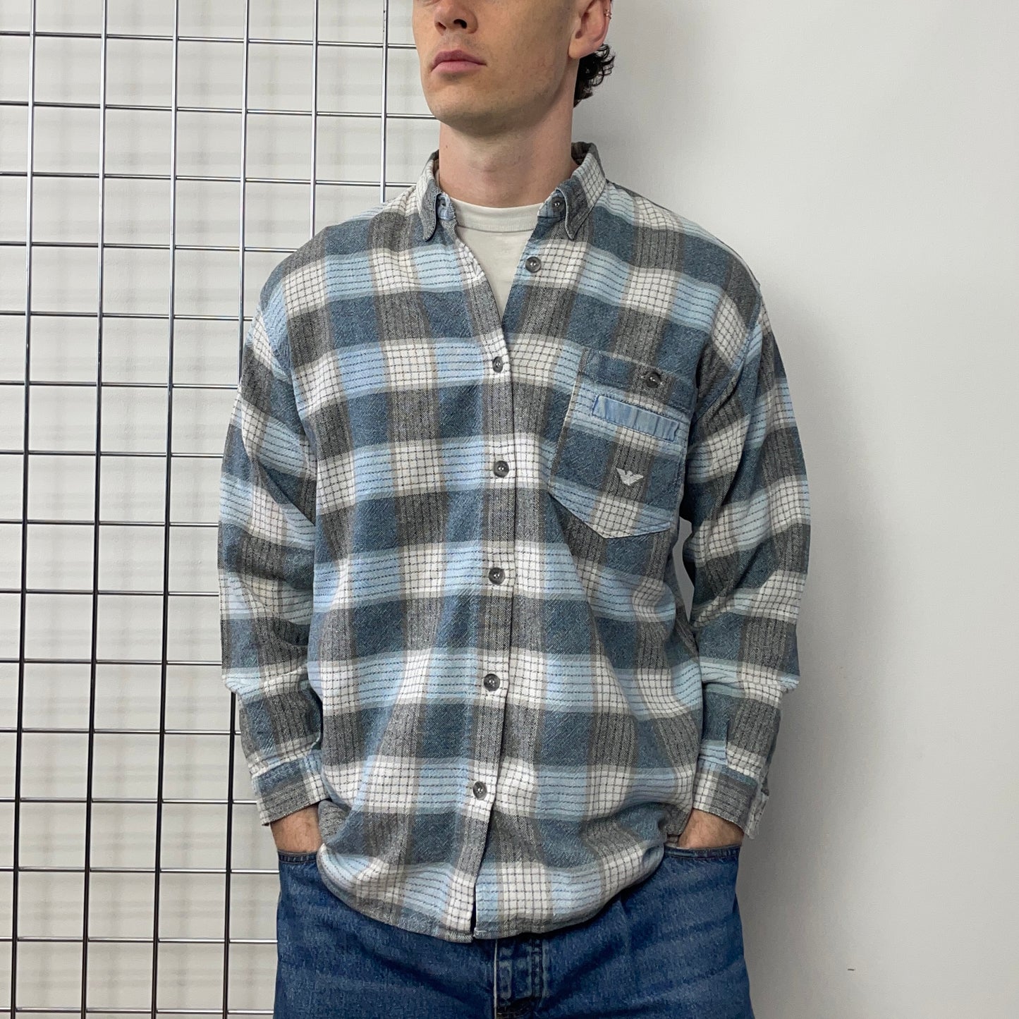 Emporio Armani Blue 80s Flannel Shirt