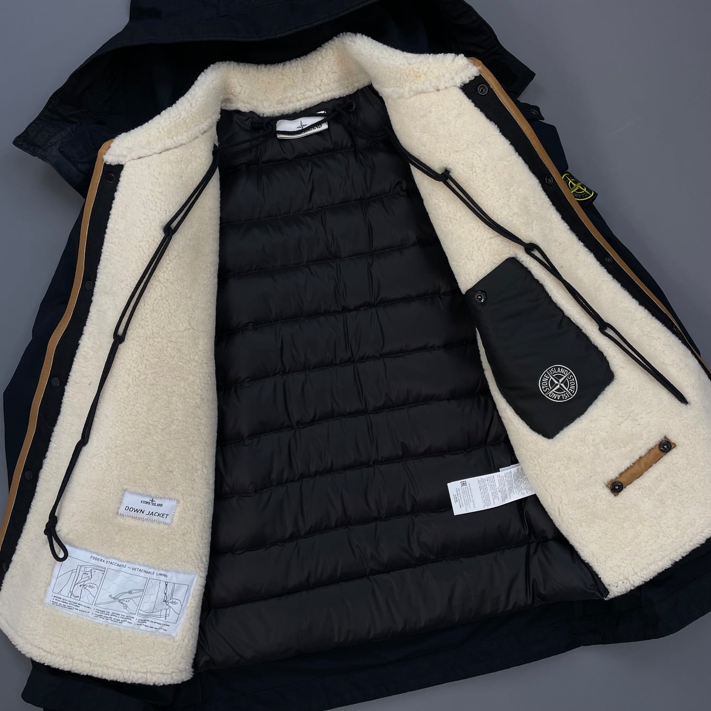 Stone Island Navy AW19 Sheepskin Liner David-TC Down Parka Jacket