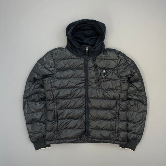 C.P. Company Black AW14 DD Shell Contrast Hood Lightweight Nylon Down Puffer Jacket