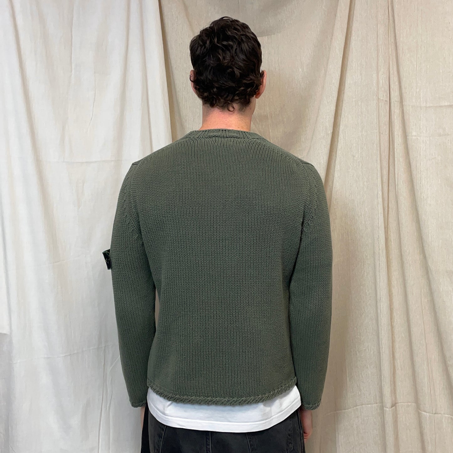 Stone Island Green SS98 Heavyweight Knit Green Edge Badge Crewneck Jumper