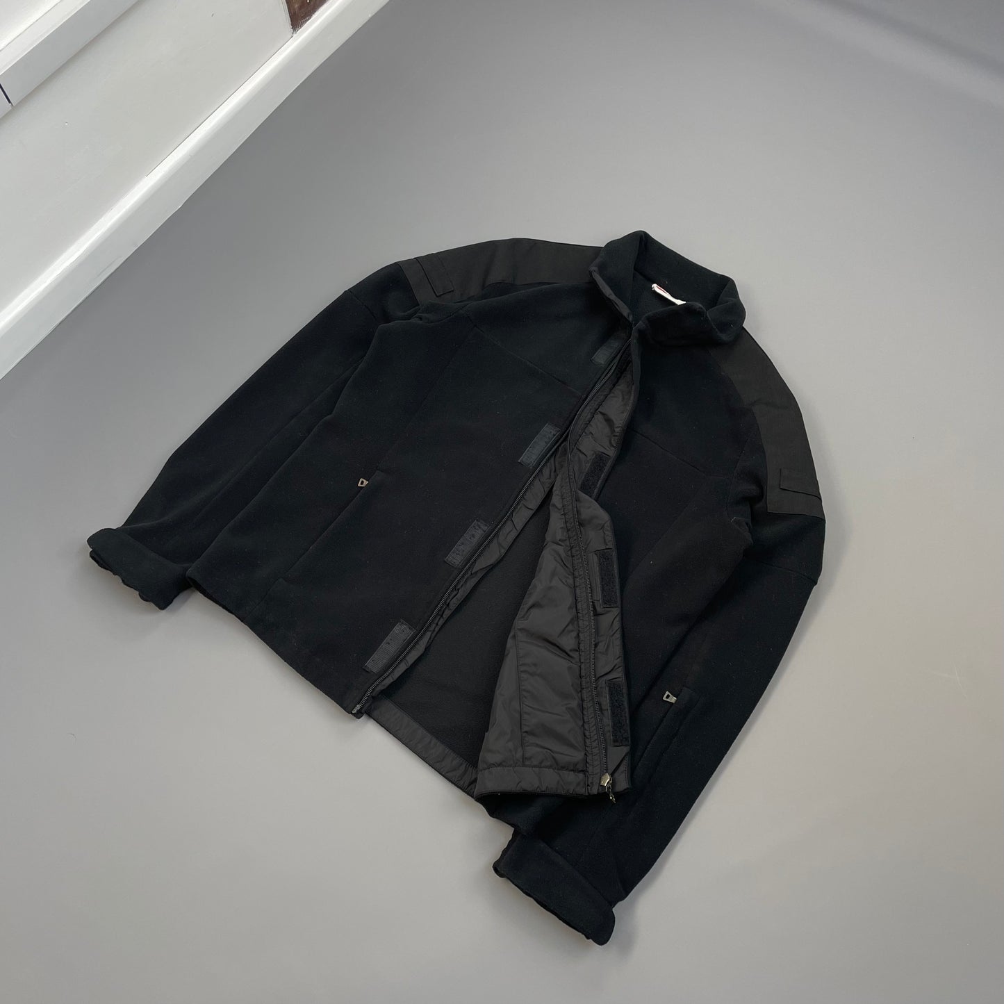 Prada Sport Black 2011 Panelled Technical Zip-Through Fleece Jacket