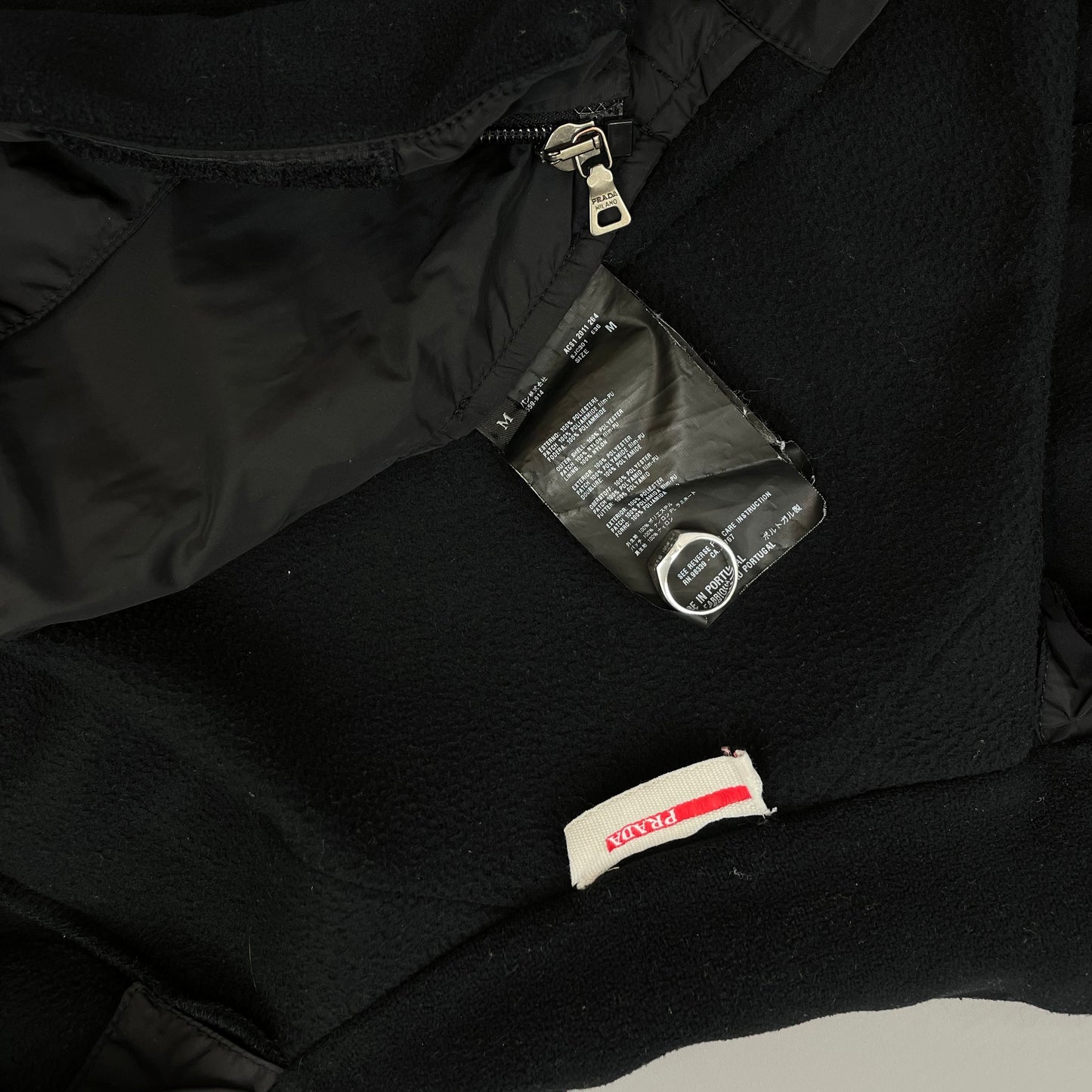Prada Sport Black 2011 Panelled Technical Zip-Through Fleece Jacket
